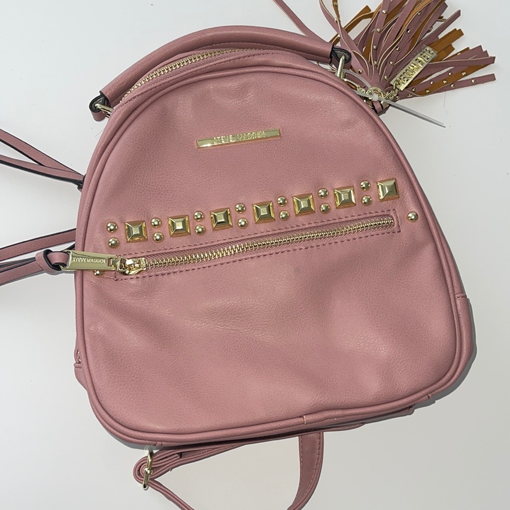 Steve Madden pink gold studded backpack bag